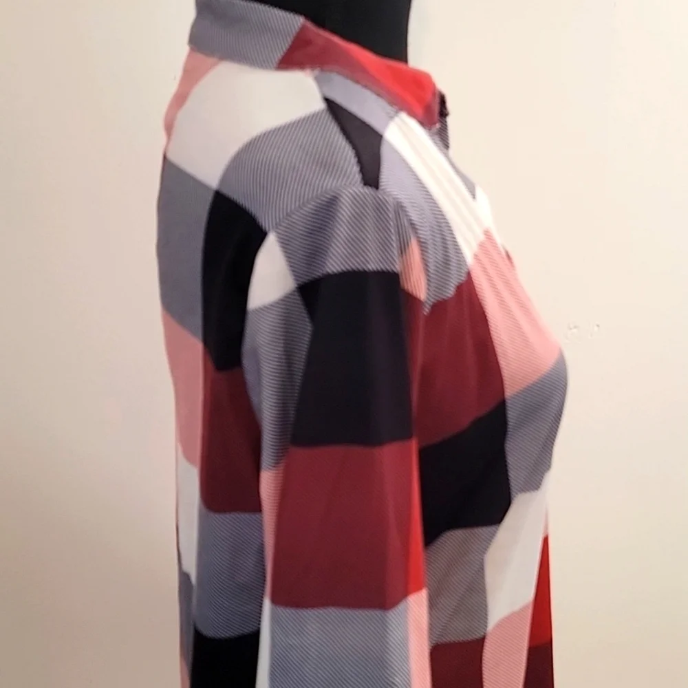 SHEIN Womens red/black/white plaid blouse - Picture 4 of 7